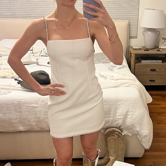 NWT Zara white mini dress with rhinestones - Picture 7 of 10